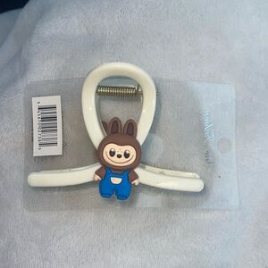 Cute cream Hair Clip with Labubu monster Character nwt